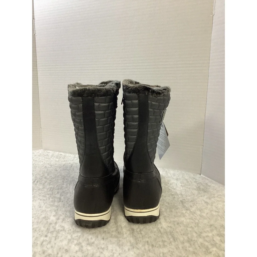 Totes Liz Womens‎ Black Quilted Faux Fur Winter Snow Boots Wide Width 7W New
